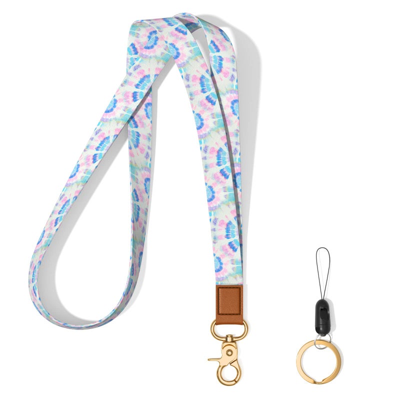 Hsxnam Neck Lanyard Key Chain  Long Lanyard Strap Keychain Holder for Women Men Car Keys ID Badges Card Wallet Phone Camera  Colorful Flowers - Image 1